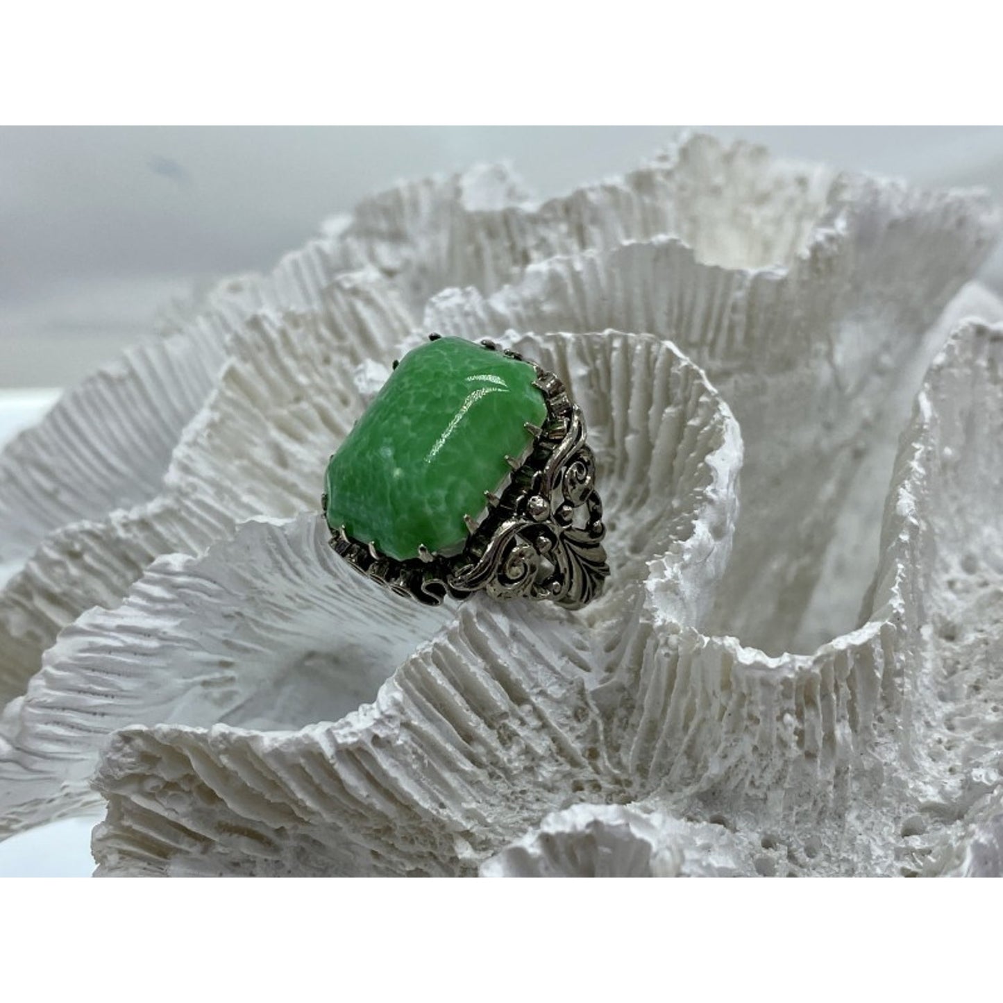 VINTAGE 925 STERLING SILVER JASPER RING SIZE 7