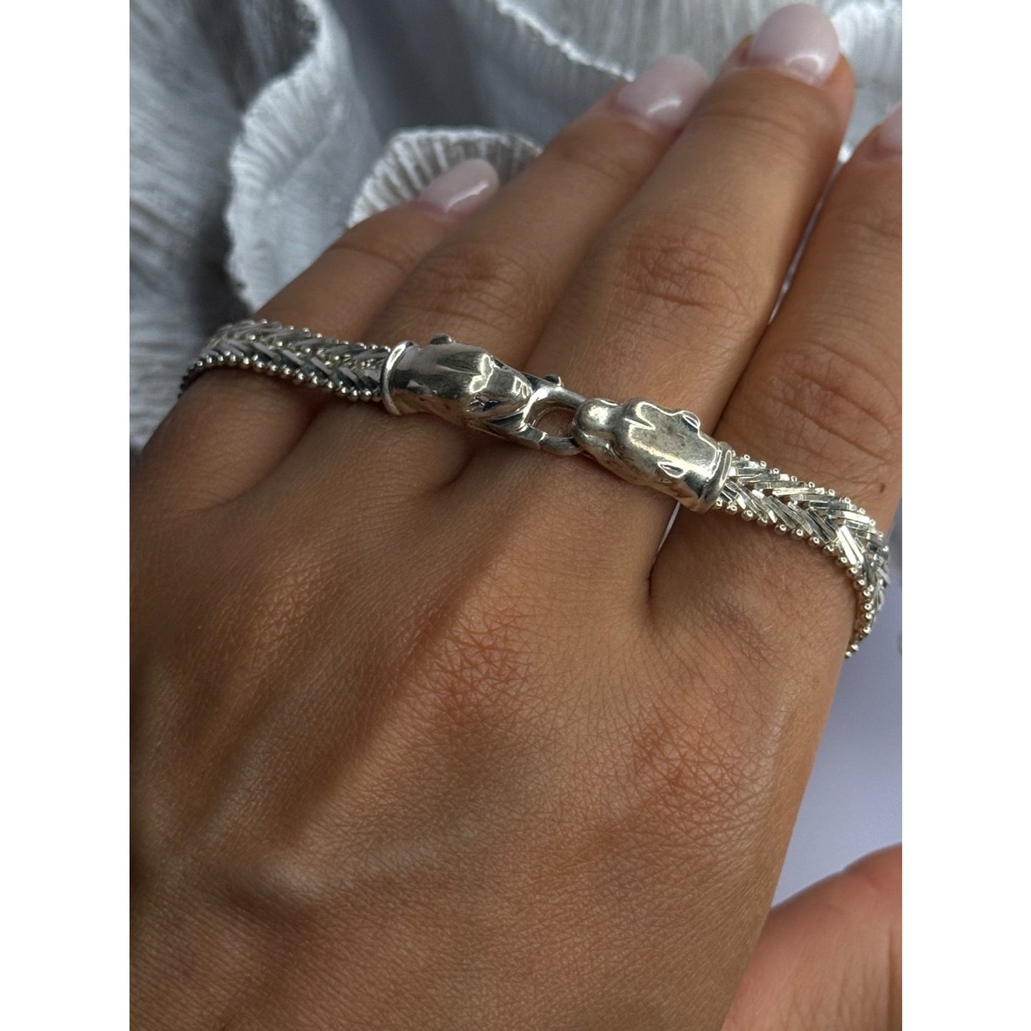 ITALY MILOR 925 STERLING SILVER PANTHER BRACELET LENGHT 8