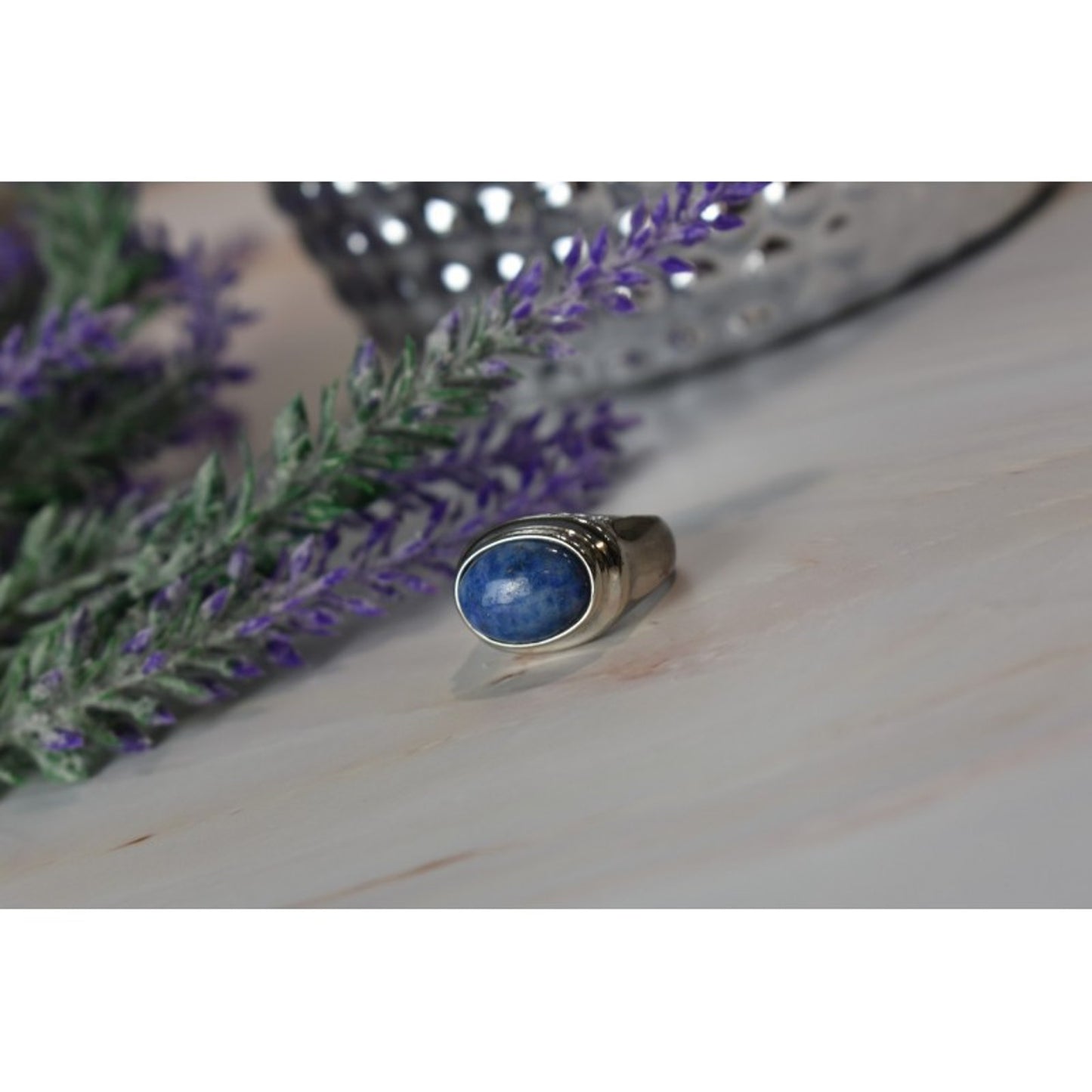 VINTAGE 925 STERLING SILVER SODALITE RING SIZE 6.5