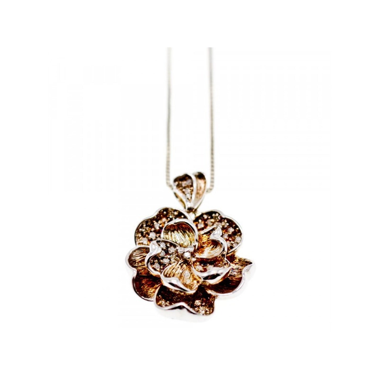 925 Sterling Silver Sapphires "Flower" Chain with Pendant Italy