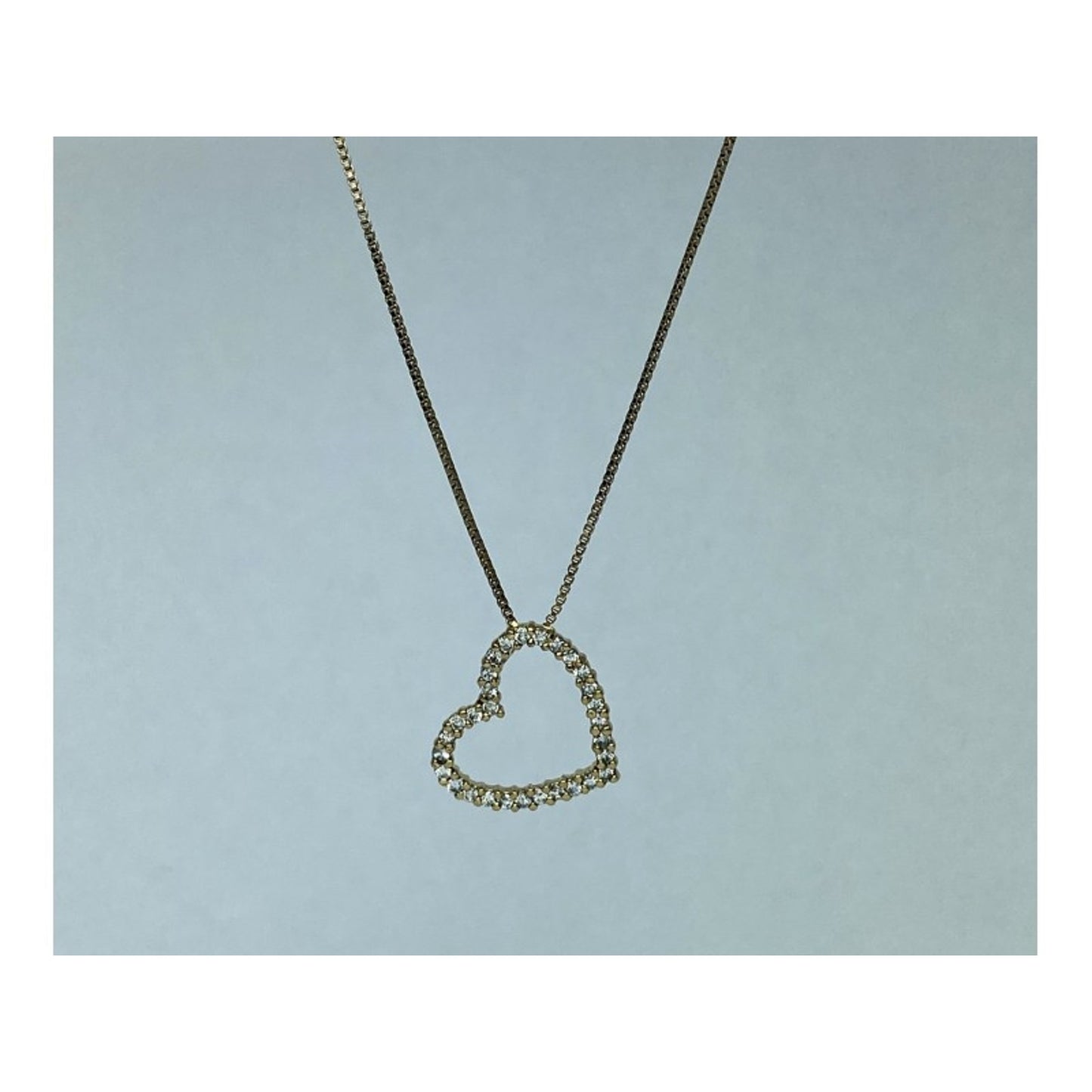 925 Sterling Silver Gold Plated CZ "Heart" Chain with Pendant Italy
