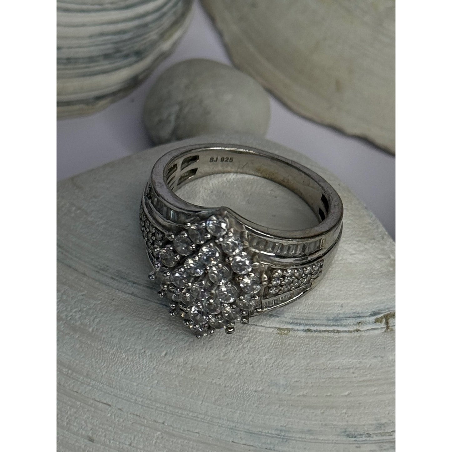 925 Sterling Silver Cz Ring Size 10