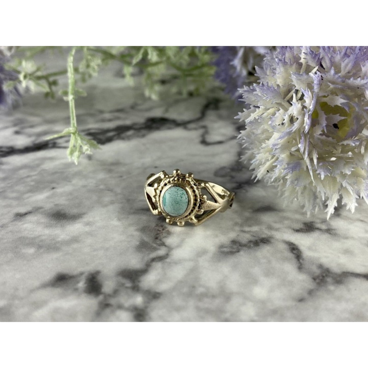 925 STERLING SILVER TURQUOISE RING SIZE 9.5