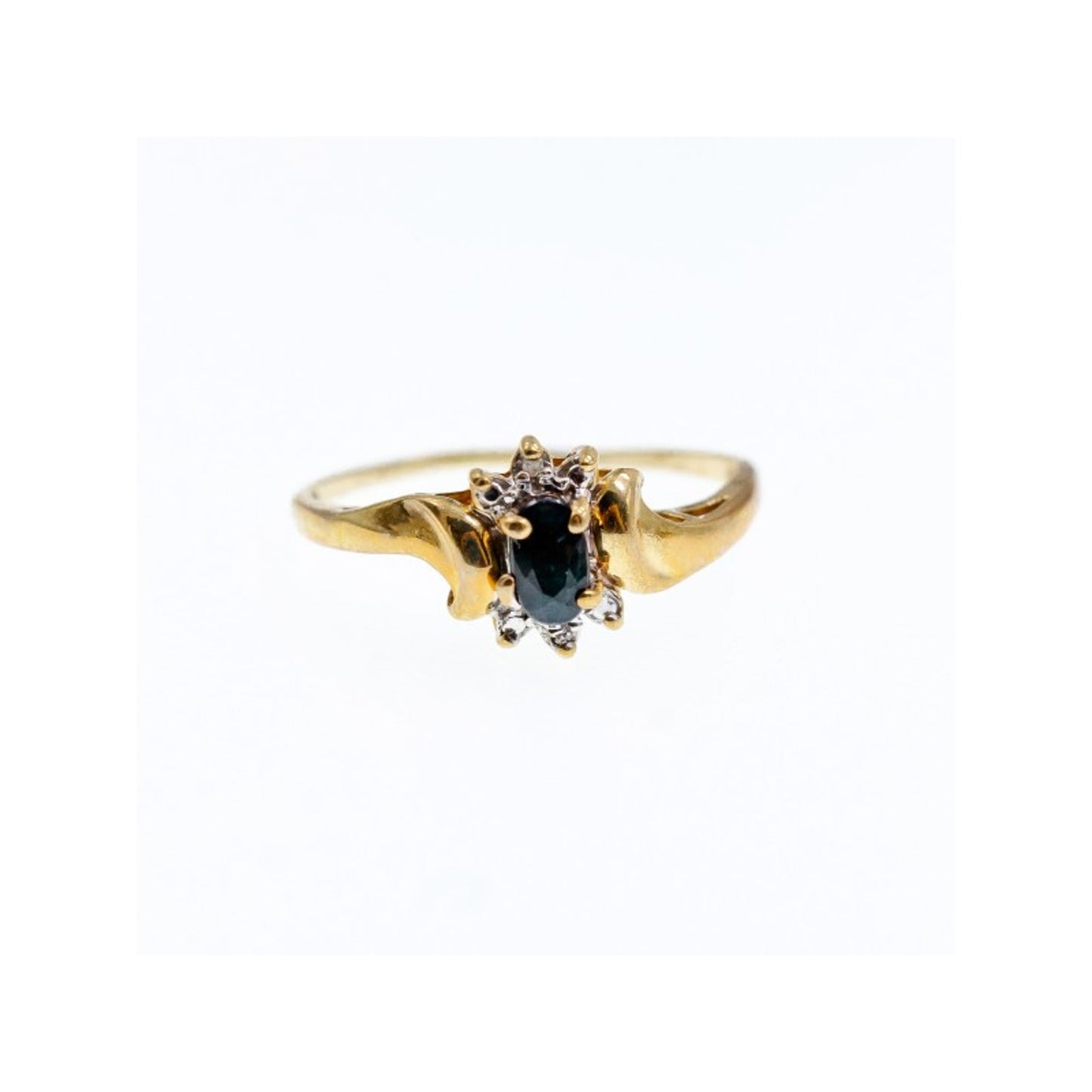 10K YELLOW GOLD SPINEL & DIAMONDS RING SIZE 8.5