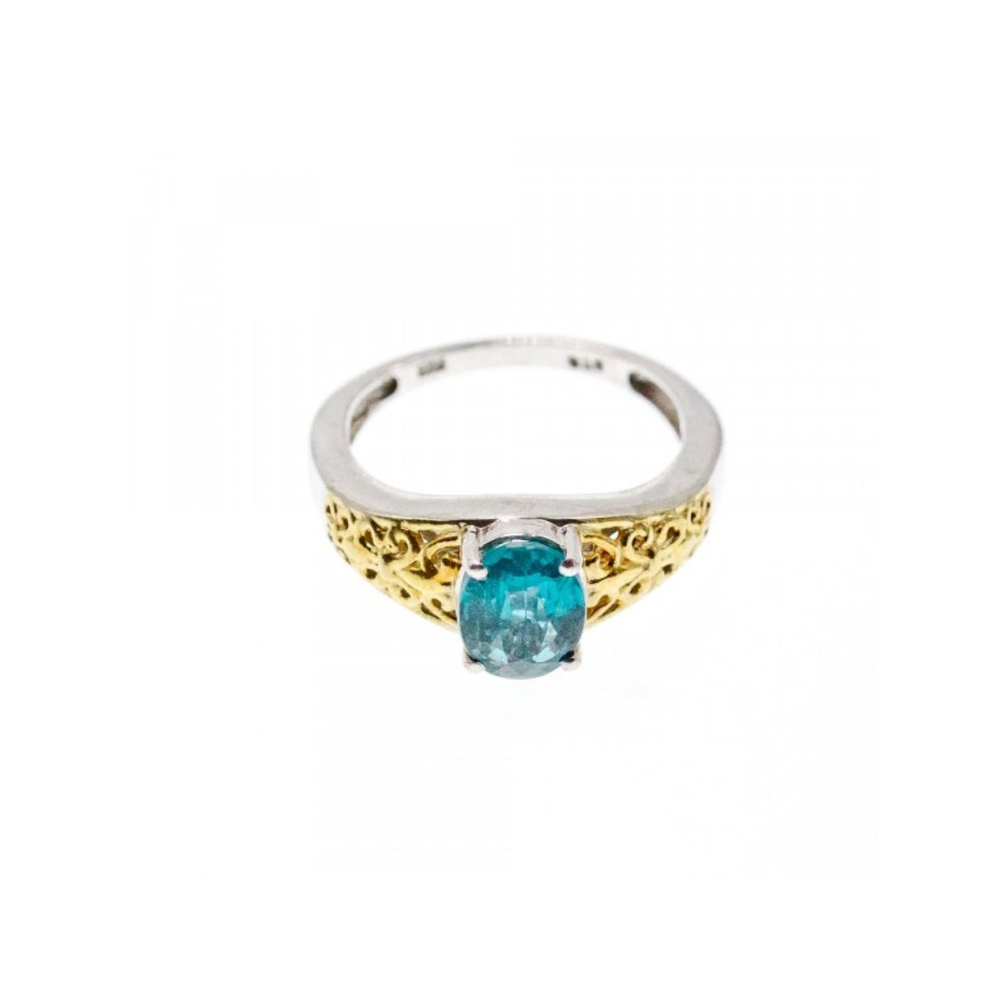 925 STERLING SILVER GOLD PLATED SPINEL OPENWORK RING SIZE 6