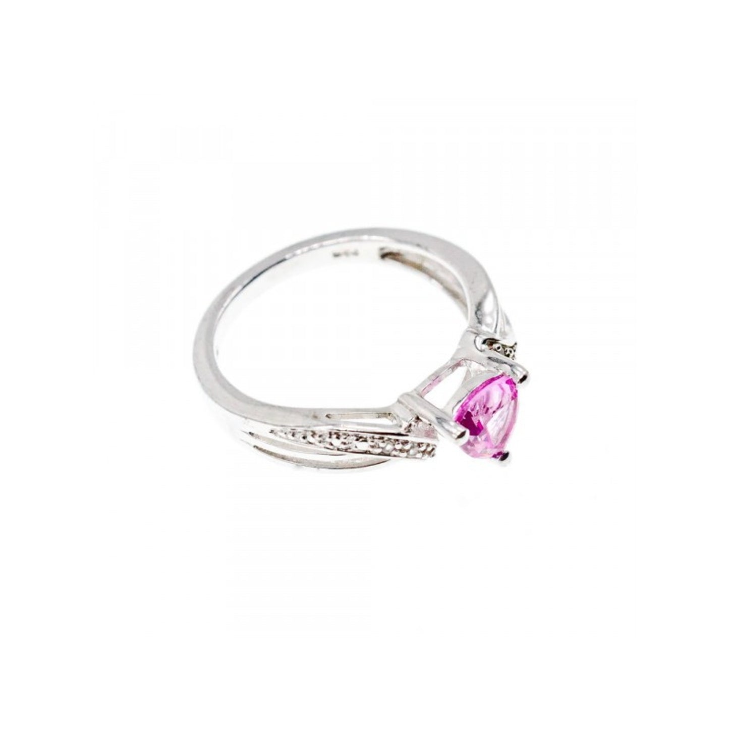 925 STERLING SILVER PINK SPINEL & CZ RING SIZE 7