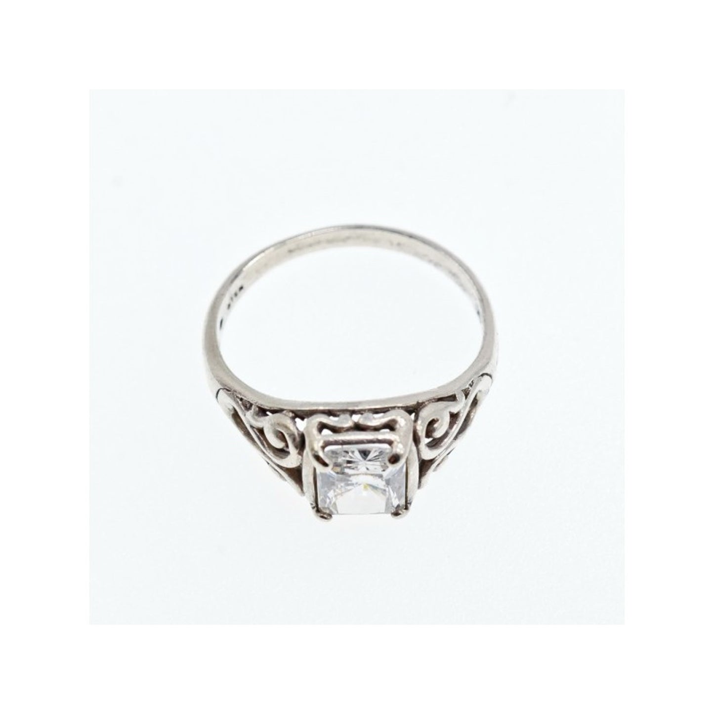 925 STERLING SILVER WHITE CZ OPENWORK RING SIZE 9.5