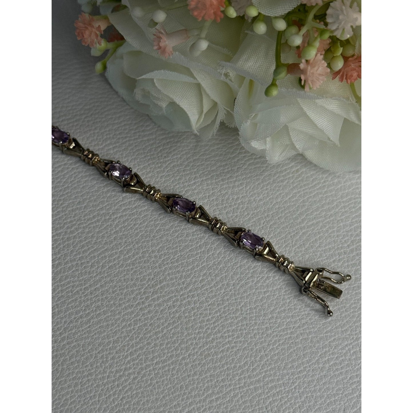 925 STERLING SILVER AMETHYST BRACELET LENGTH 7.5