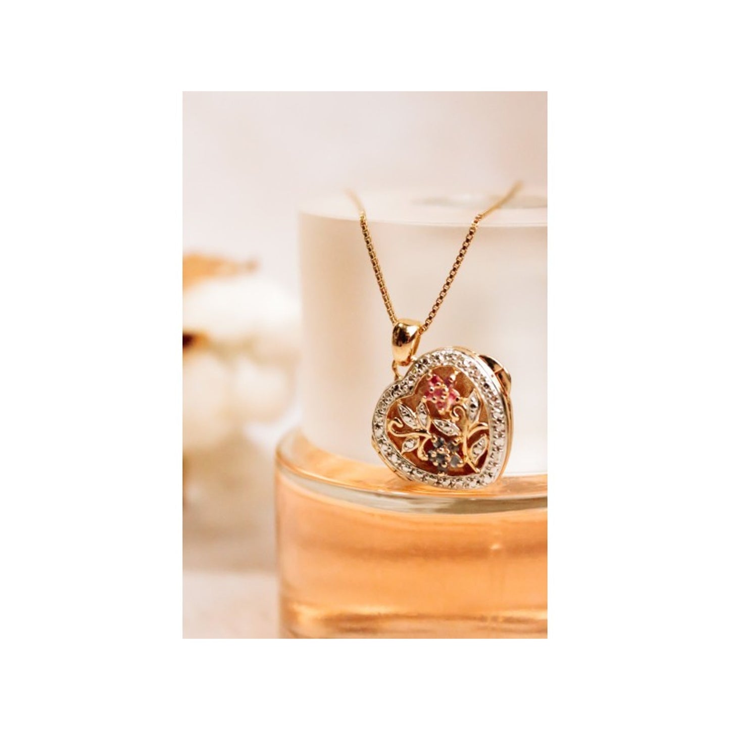 925 Sterling Silver Gold Plated Sapphire & Ruby Chain with Pendant