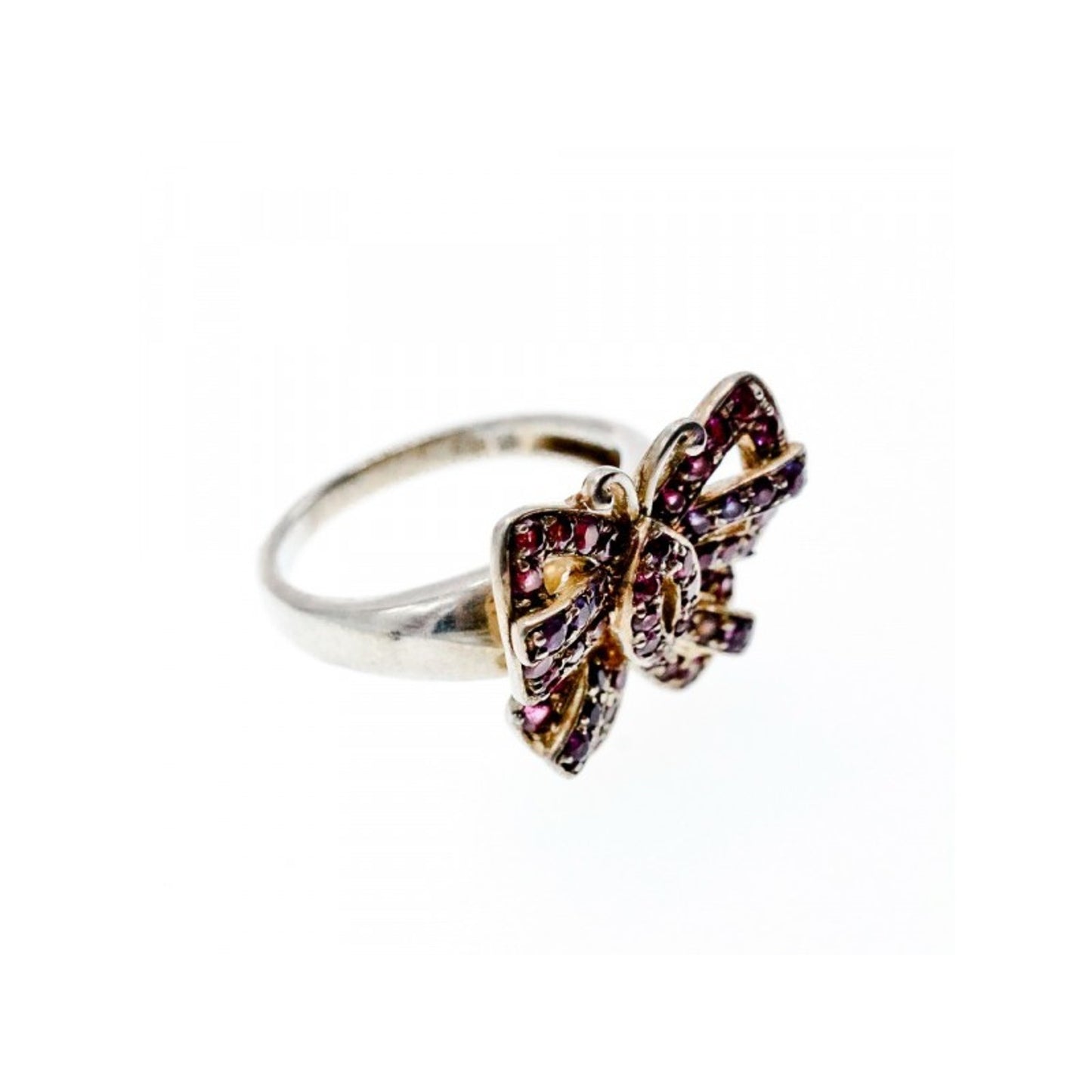 925 STERLING SILVER IOLITE & PINK TOPAZ "BUTTERFLY" RING SIZE 8