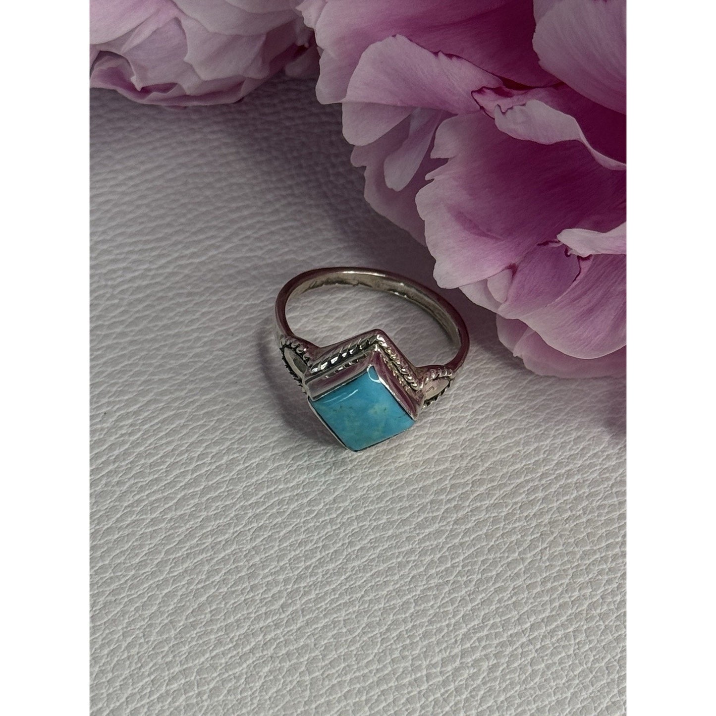 925 STERLING SILVER TURQUOISE RING SIZE 8.8