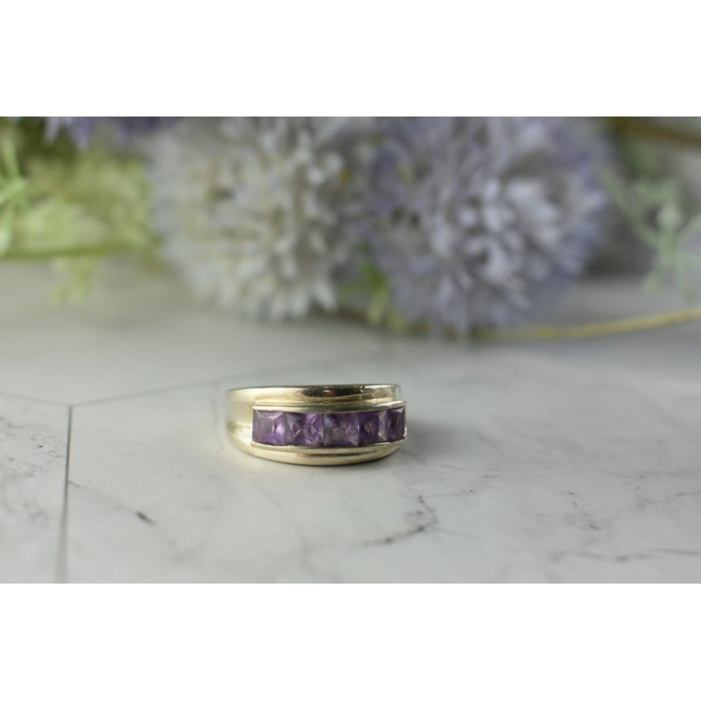 925 STERLING SILVER PURPLE TOURMALINE RING SIZE 7