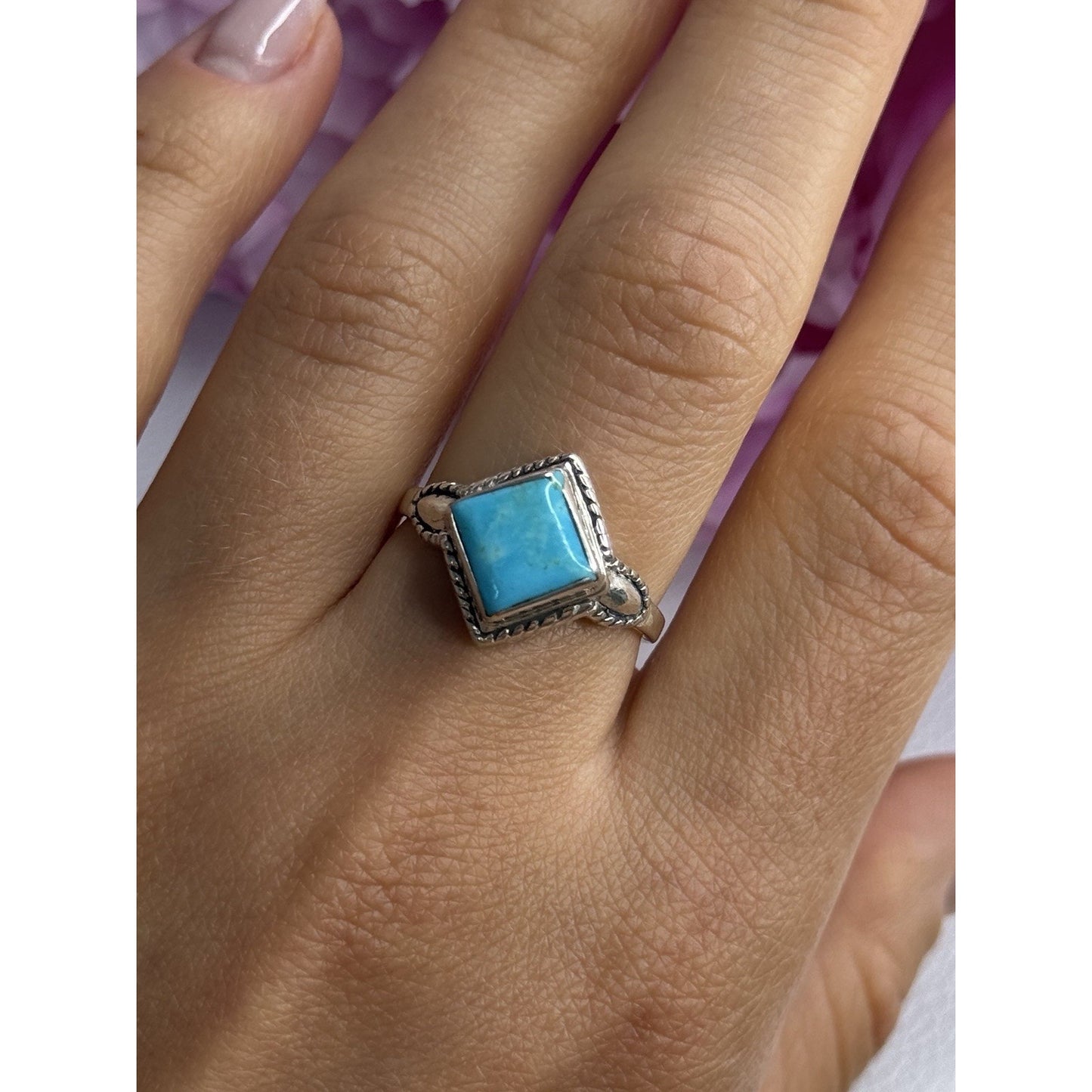 925 STERLING SILVER TURQUOISE RING SIZE 8.8