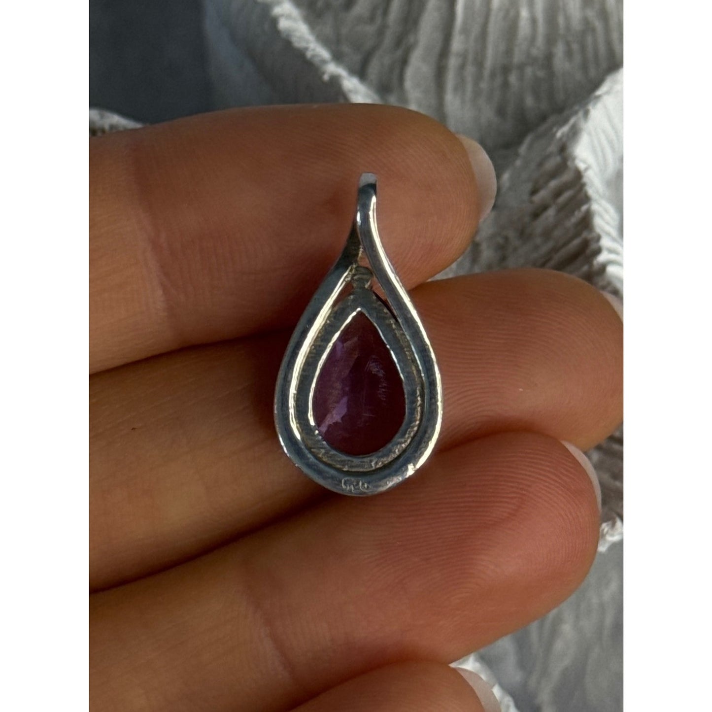 CLASSY 925 STERLING SILVER AMETHYST PENDANT LENGTH 0.90 INCH