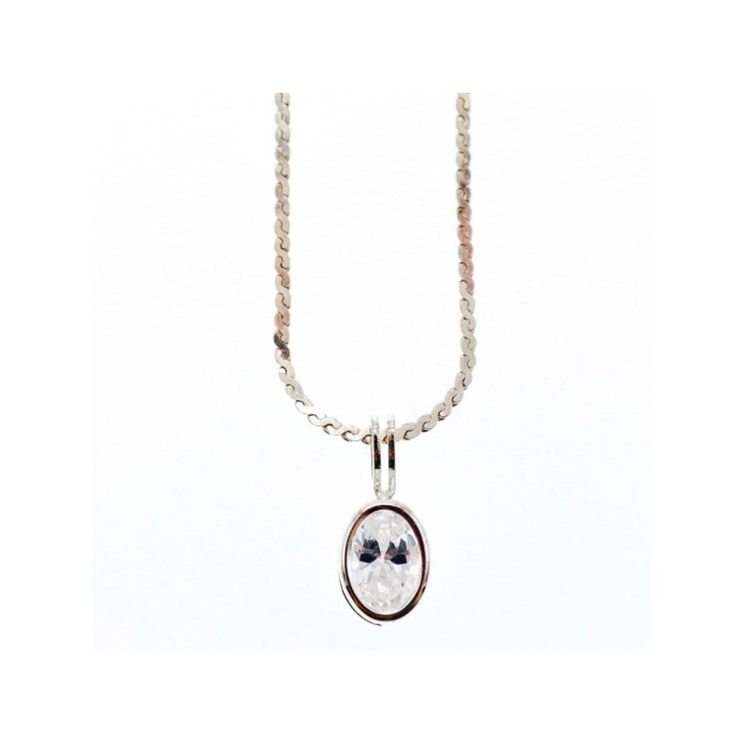 925 Sterling Silver CZ Chain with Pendant 925 Italy