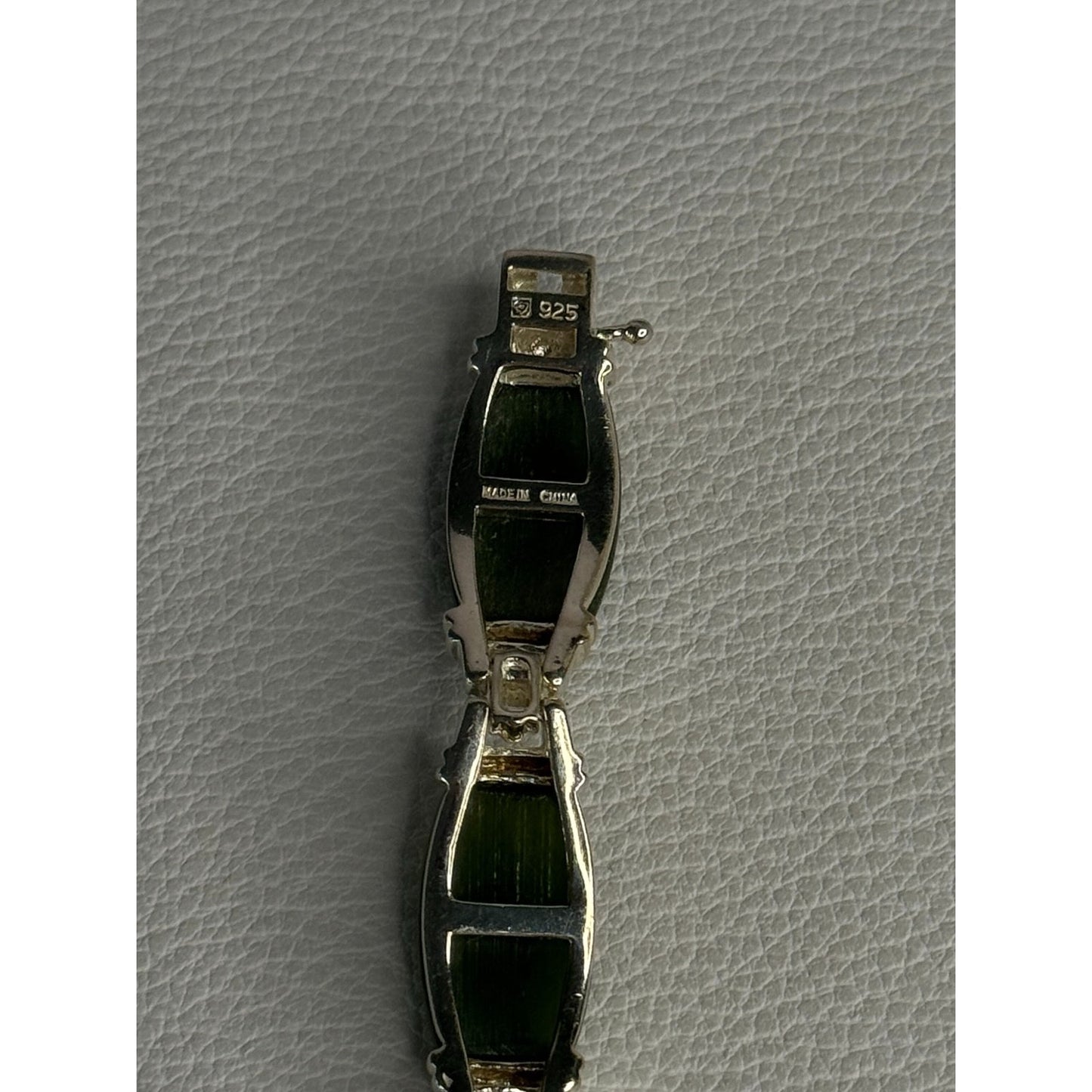 925 STERLING SILVER GREEN NEPHRITE BRACELET LENGTH 7.5