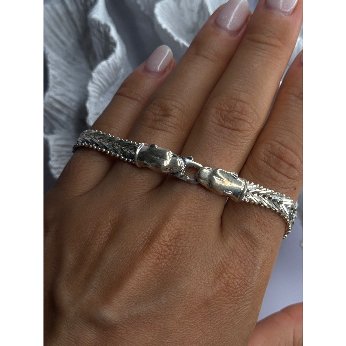 ITALY MILOR 925 STERLING SILVER PANTHER BRACELET LENGHT 8