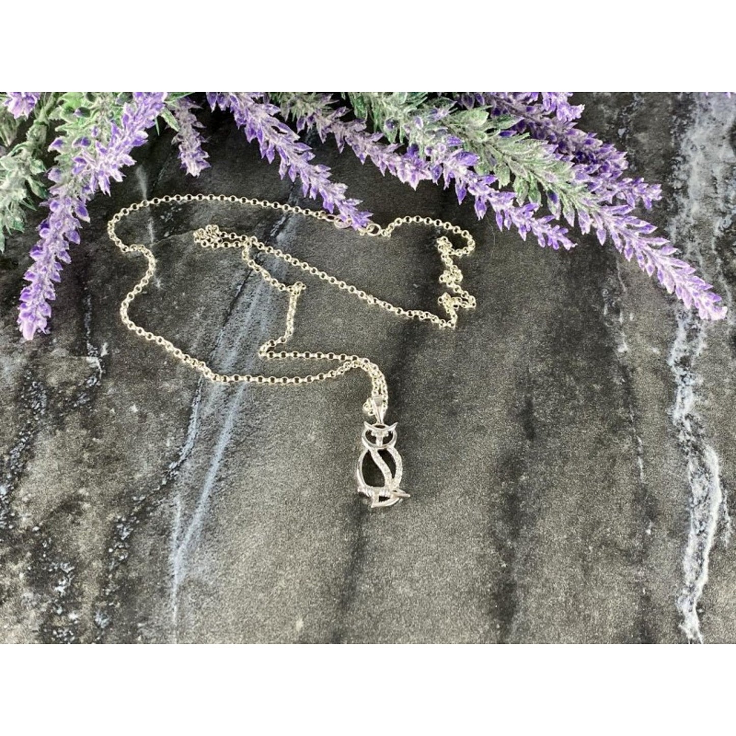 925 Sterling Silver CZ "Owl" Chain with Pendant Italy