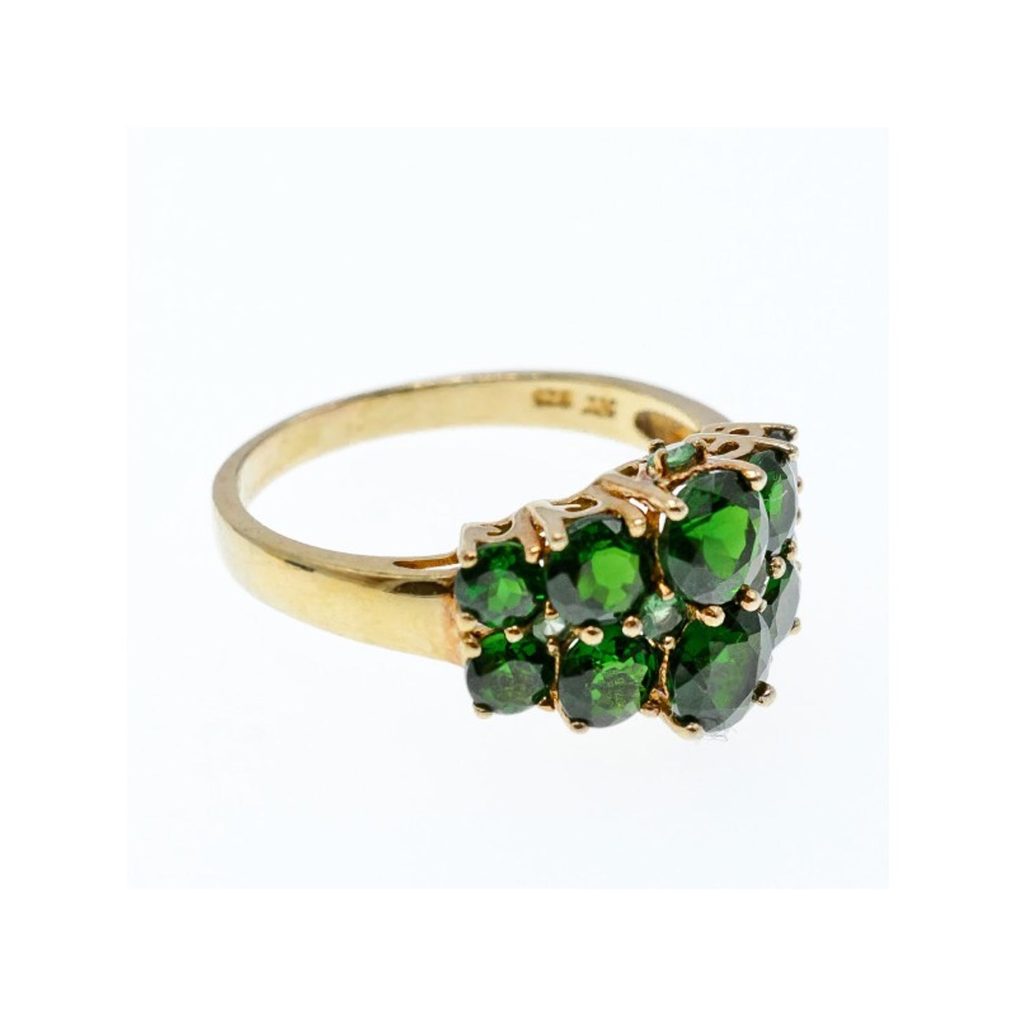 925 STERLING SILVER GOLD PLATED CHRYSOLITES RING SIZE 11.5