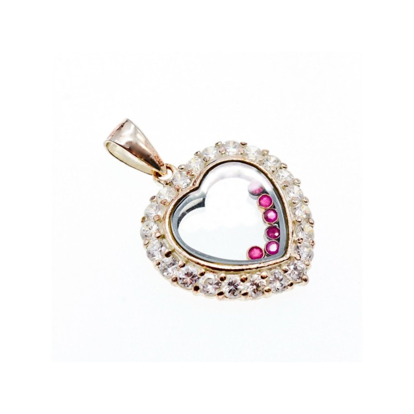 925 Sterling Silver Pink Spinel & CZ "Heart" Pendant
