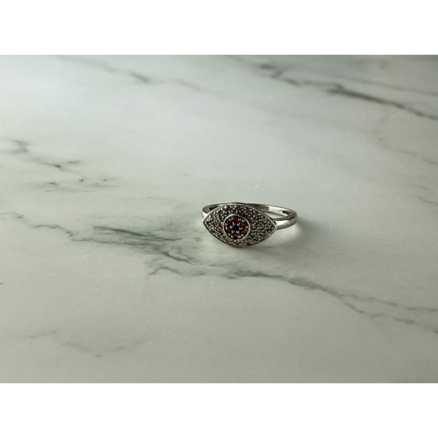 925 STERLING SILVER RED SPINEL, TANZANITE & GOSHENITE RING SIZE 8.5