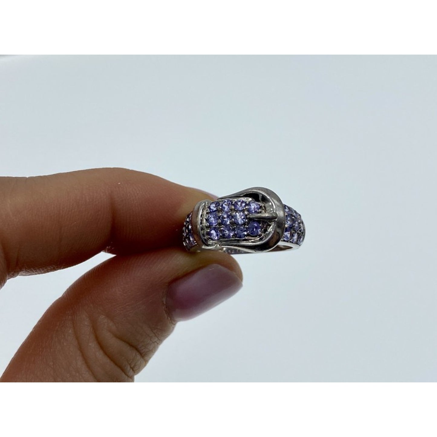 925 STERLING SILVER CZ "BELT" RING SIZE 6.5