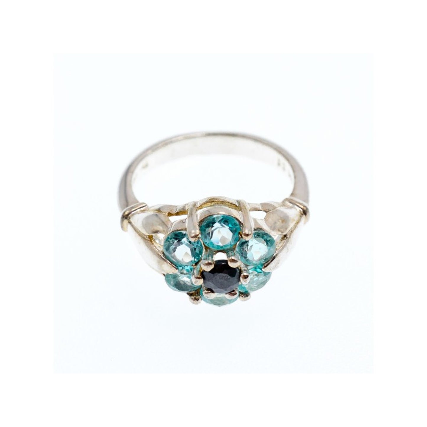 925 STERLING SILVER TOPAZ & BLACK ONYX RING SIZE 7