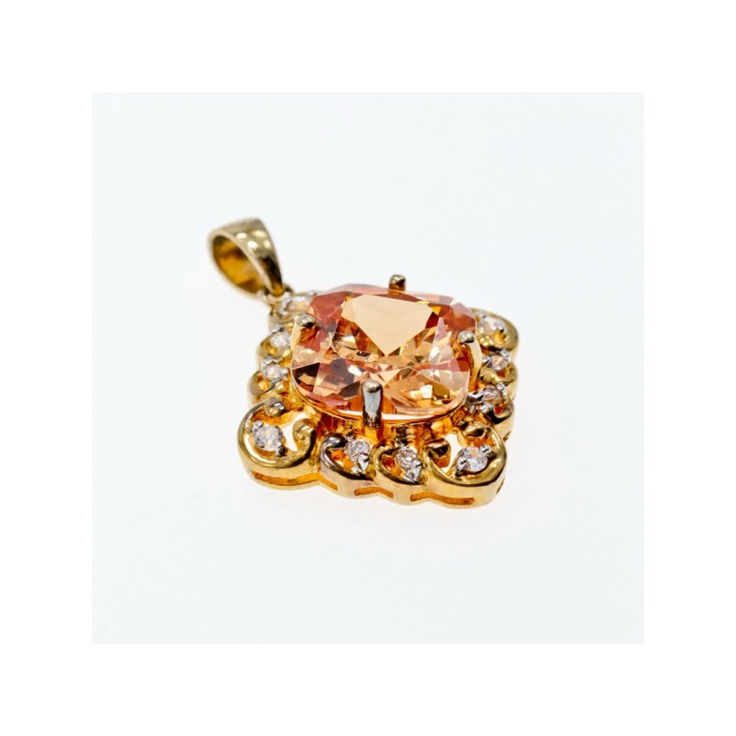 925 Sterling Silver Gold Plated Heliodor & CZ Pendant