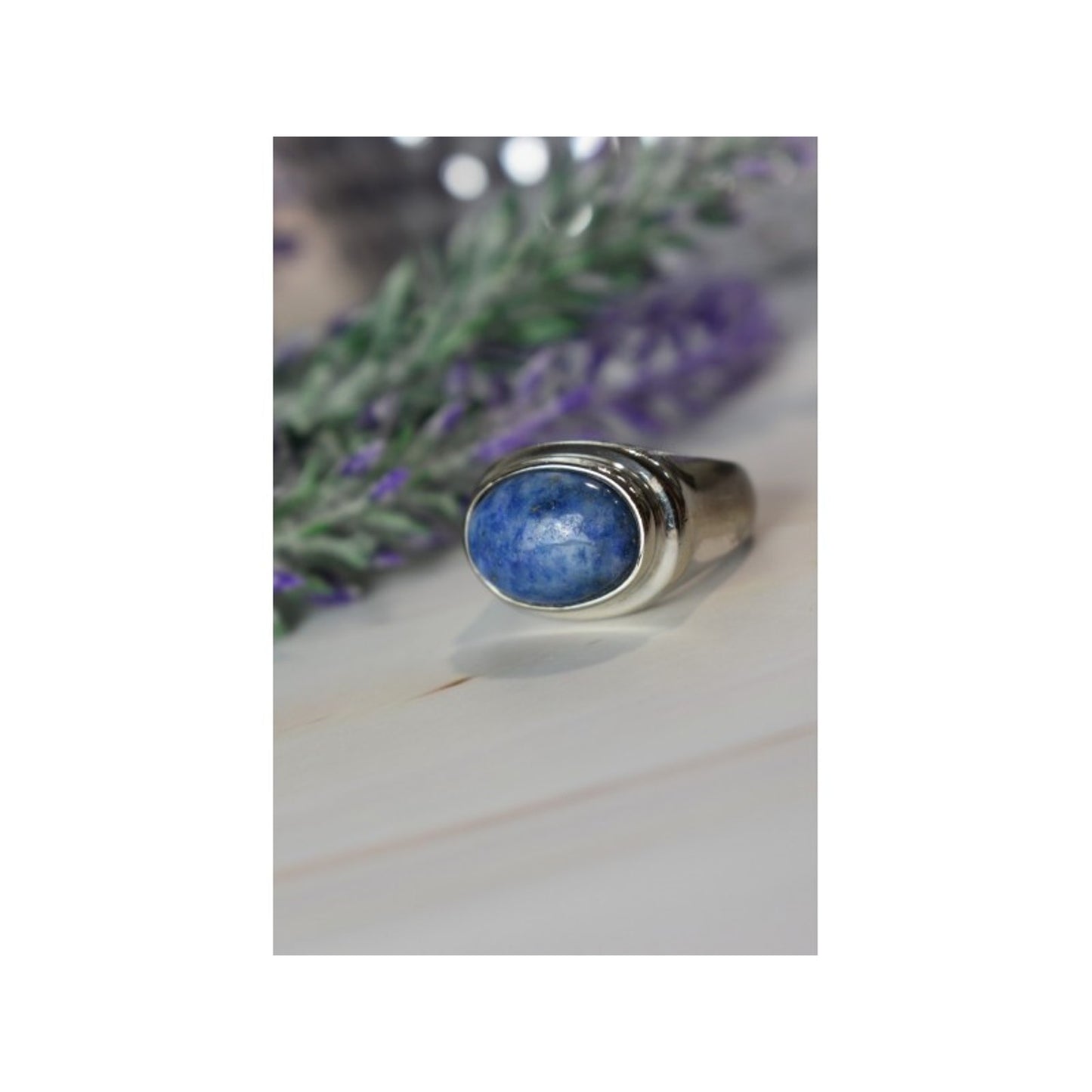 VINTAGE 925 STERLING SILVER SODALITE RING SIZE 6.5