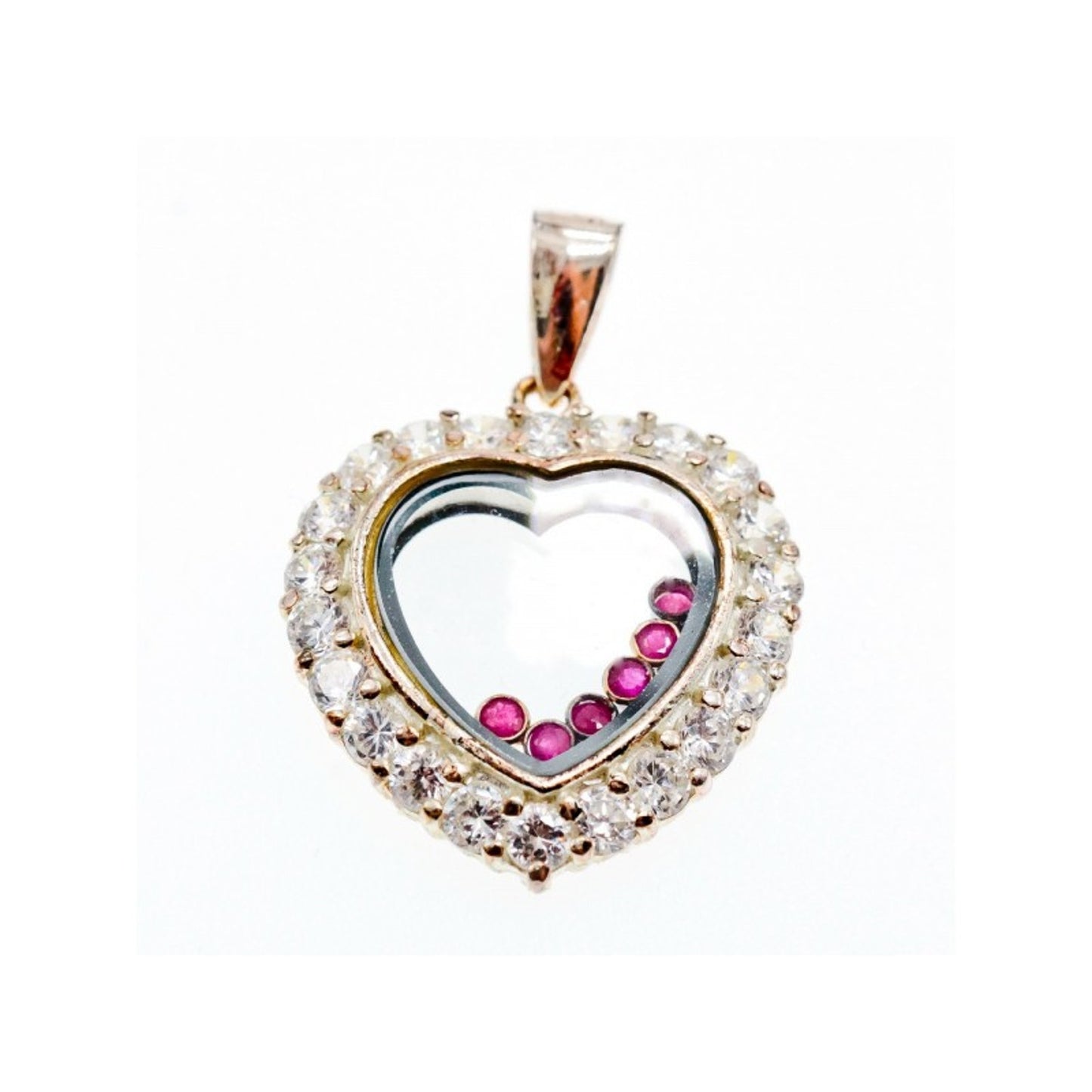 925 Sterling Silver Pink Spinel & CZ "Heart" Pendant