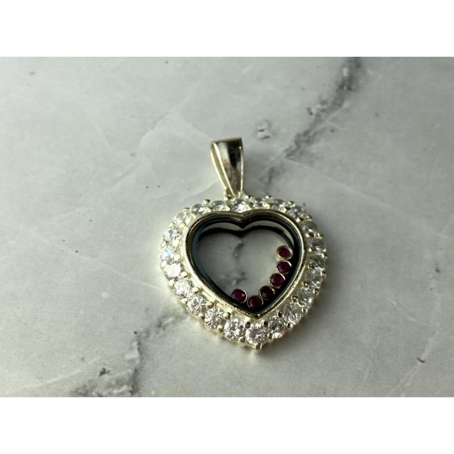 925 Sterling Silver Pink Spinel & CZ "Heart" Pendant