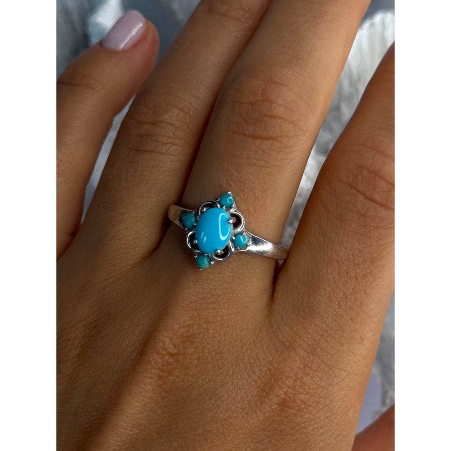 BBJ 925 STERLING SILVER TURQUOISE RING SIZE 9.5