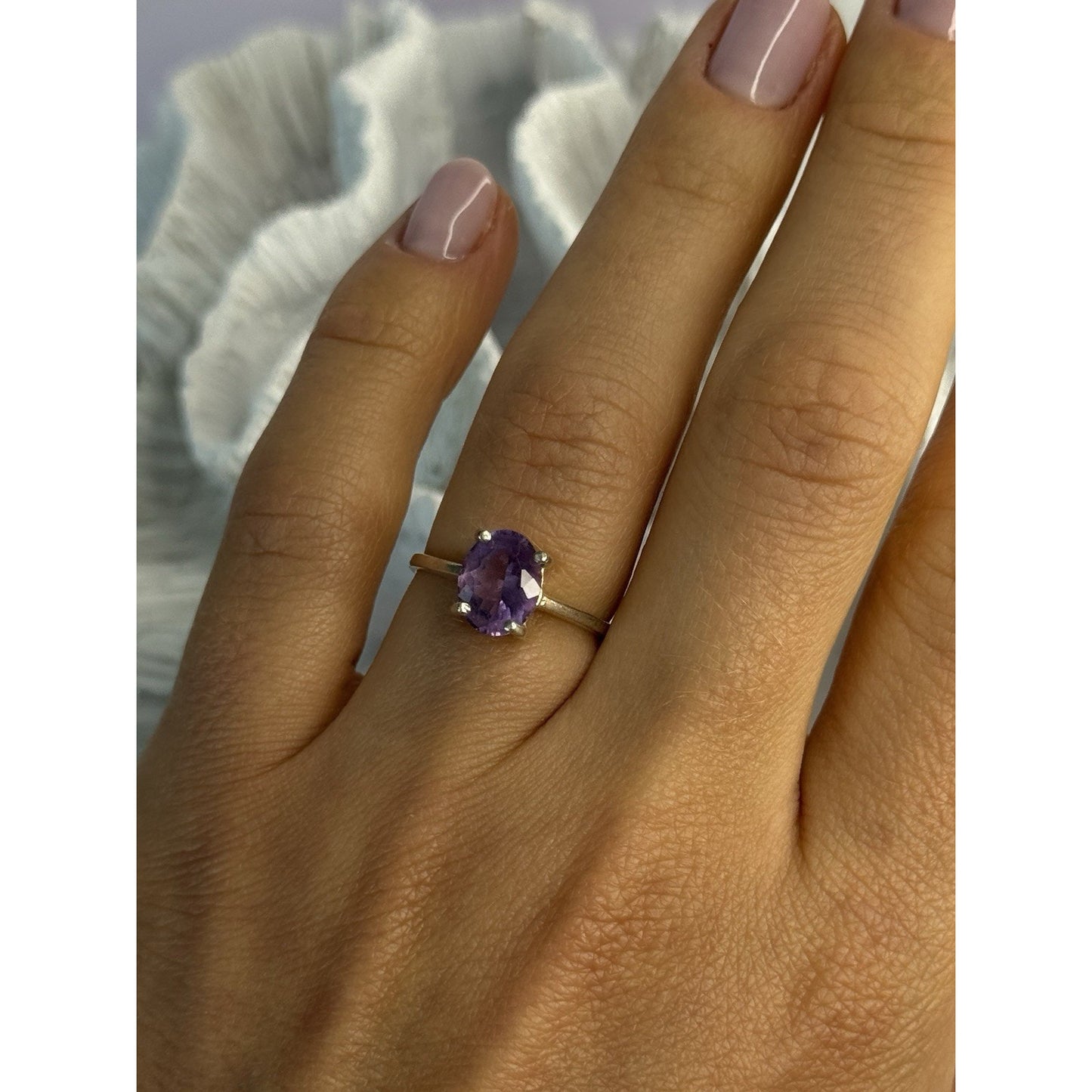 925 STERLING SILVER AMETHYST RING SIZE 6.5