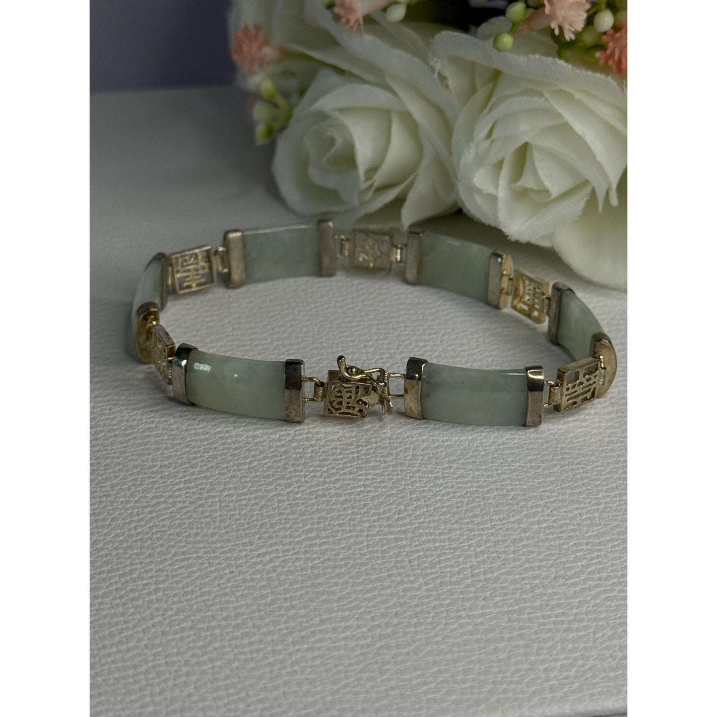 925 STERLING SILVER JADE BRACELET LENGTH 7.5