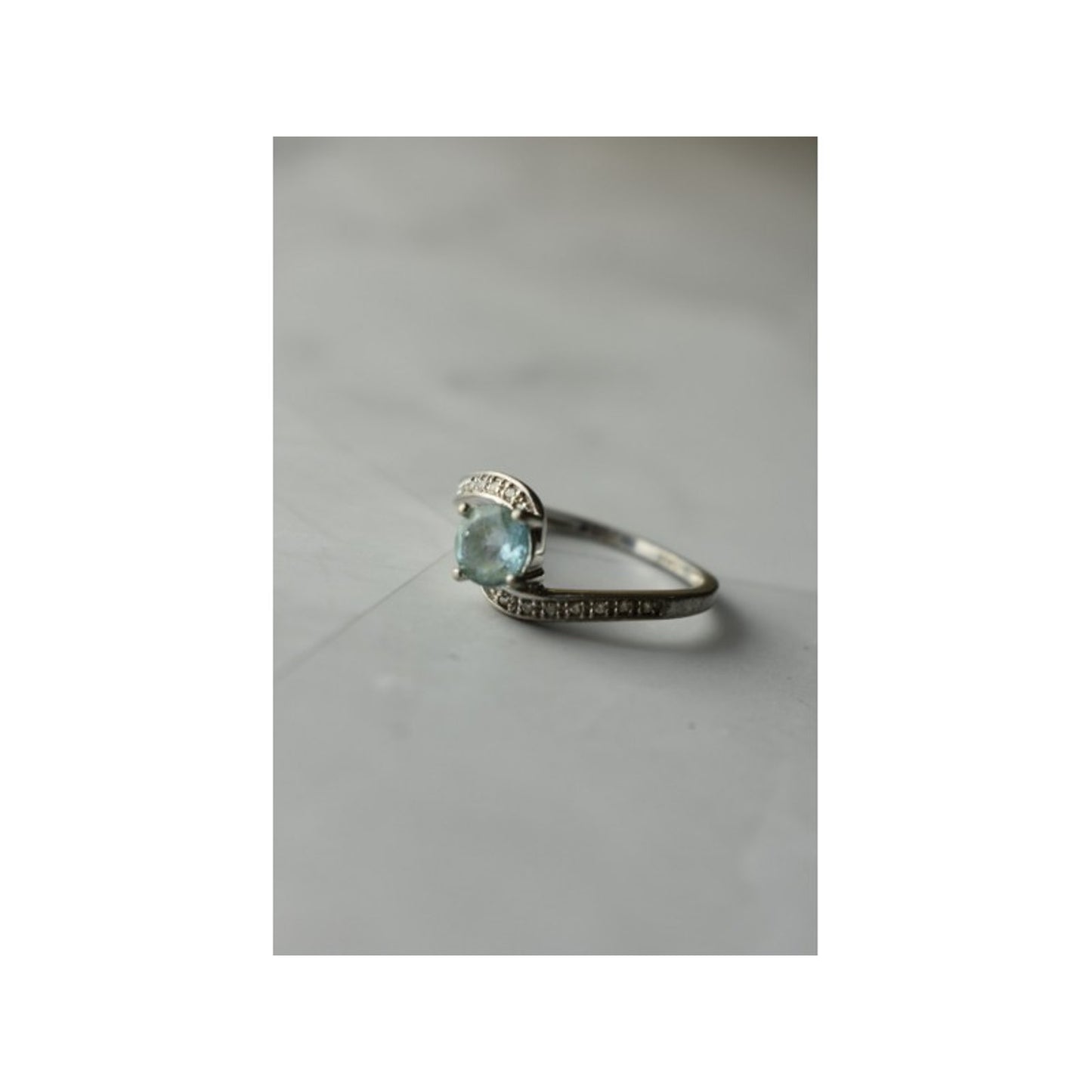 925 STERLING SILVER BLUE SPINEL & CZ RING SIZE 8.5