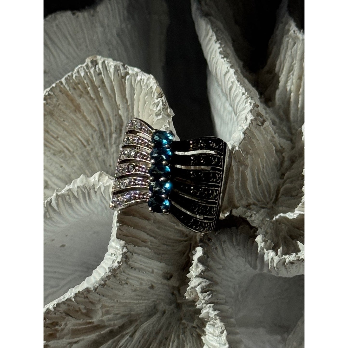 925 Sterling Silver Topaz & Beryl Ring Size 7