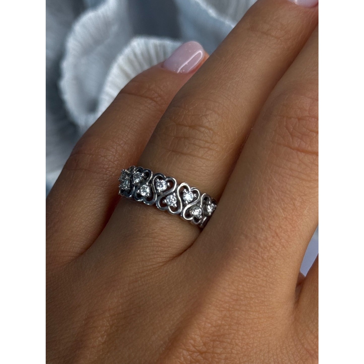 BBJ 925 STERLING SILVER WHITE TOPAZ HEART RING SIZE 7