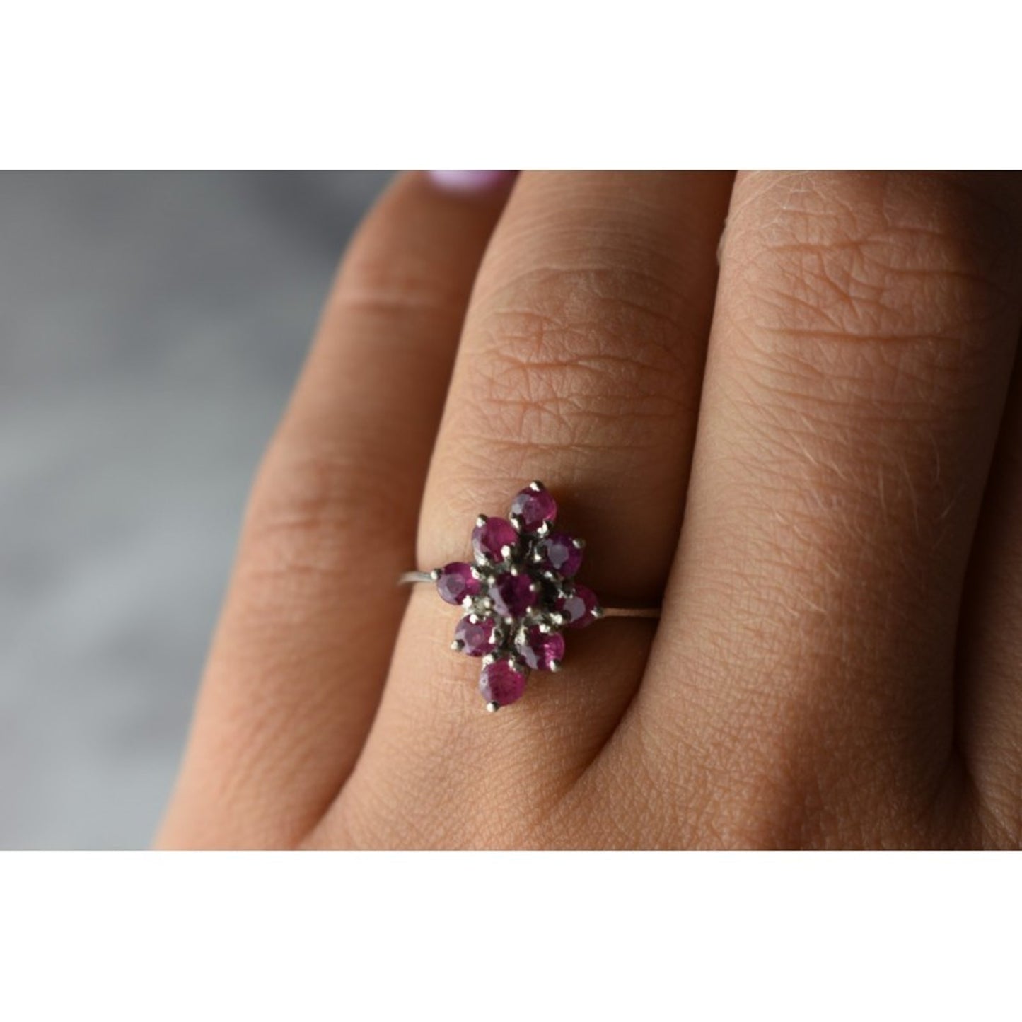 925 STERLING SILVER PINK TOPAZ "FLOWER" RING SIZE 6