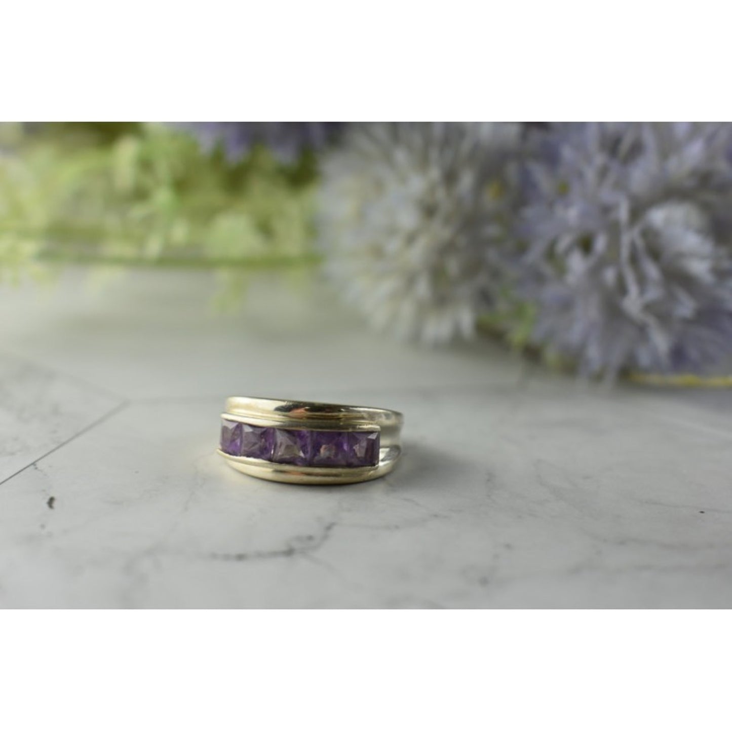 925 STERLING SILVER PURPLE TOURMALINE RING SIZE 7