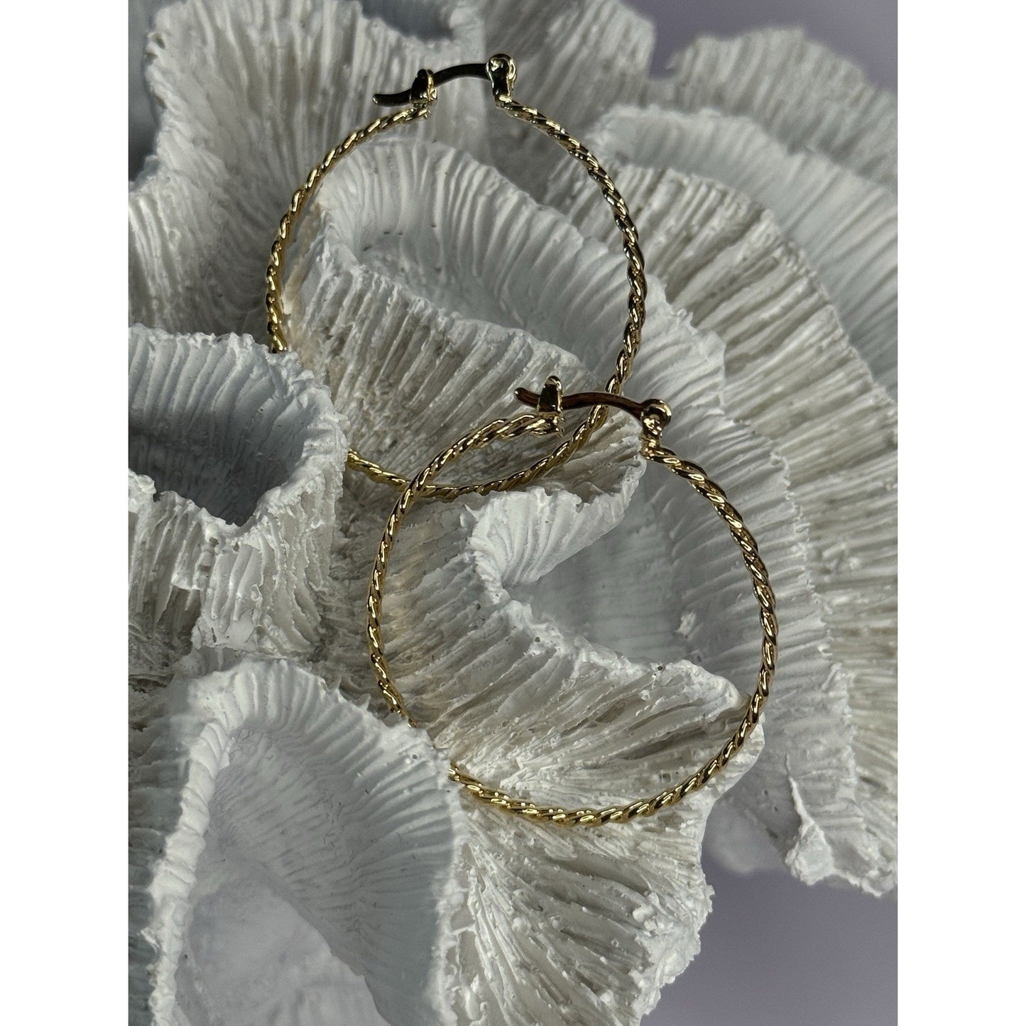ELEGANT HOOP GOLD PLATED EARRINGS LENGTH 1.50 INCH
