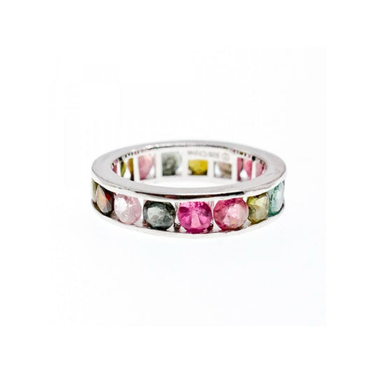 925 STERLING SILVER MULTI GEMSTONES RING SIZE 8.5