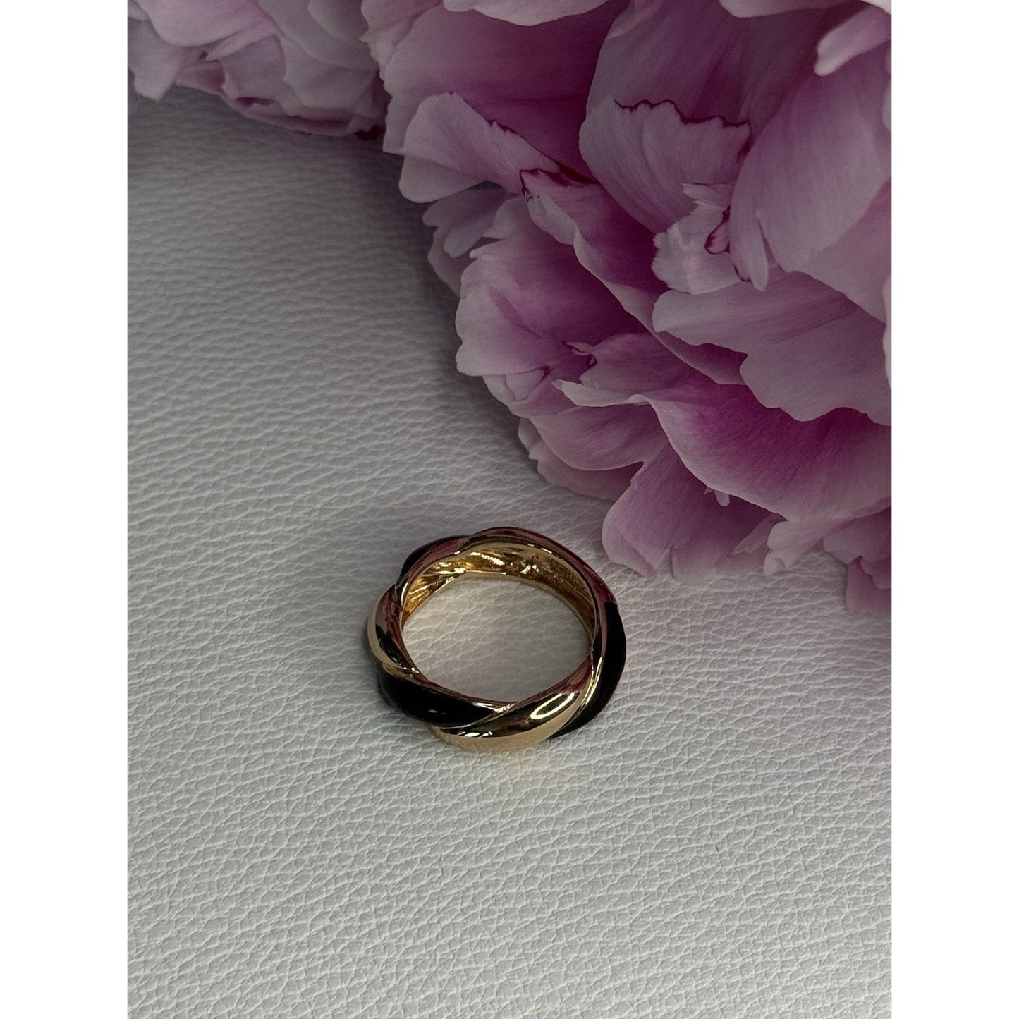 925 STERLING SILVER GOLD PLATED ONYX RING SIZE 8
