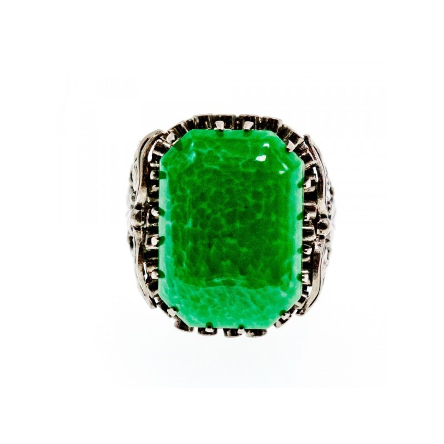 VINTAGE 925 STERLING SILVER JASPER RING SIZE 7