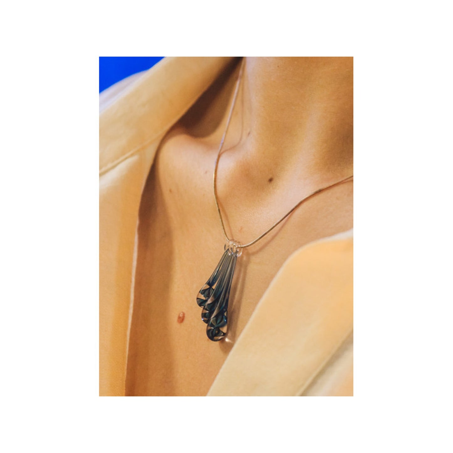 925 Sterling Silver Jewelry Glass Chain with Pendant