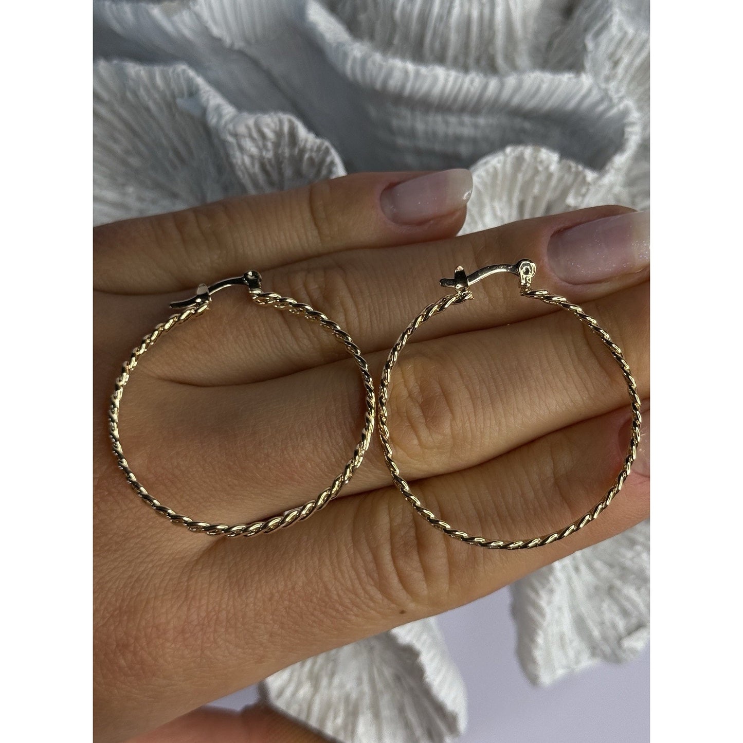 ELEGANT HOOP GOLD PLATED EARRINGS LENGTH 1.50 INCH