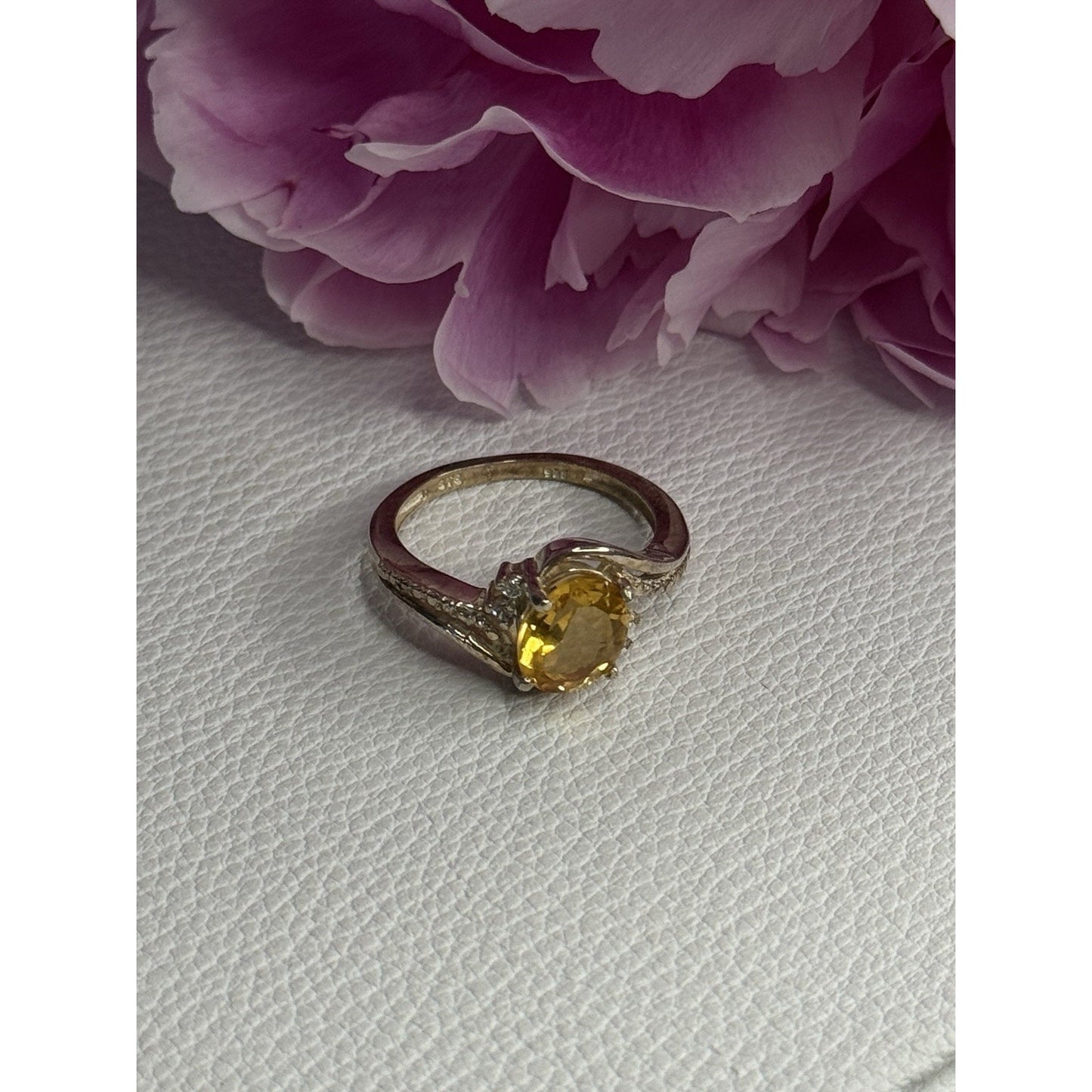 925 STERLING SILVER CITRINE & BERYL RING SIZE 7
