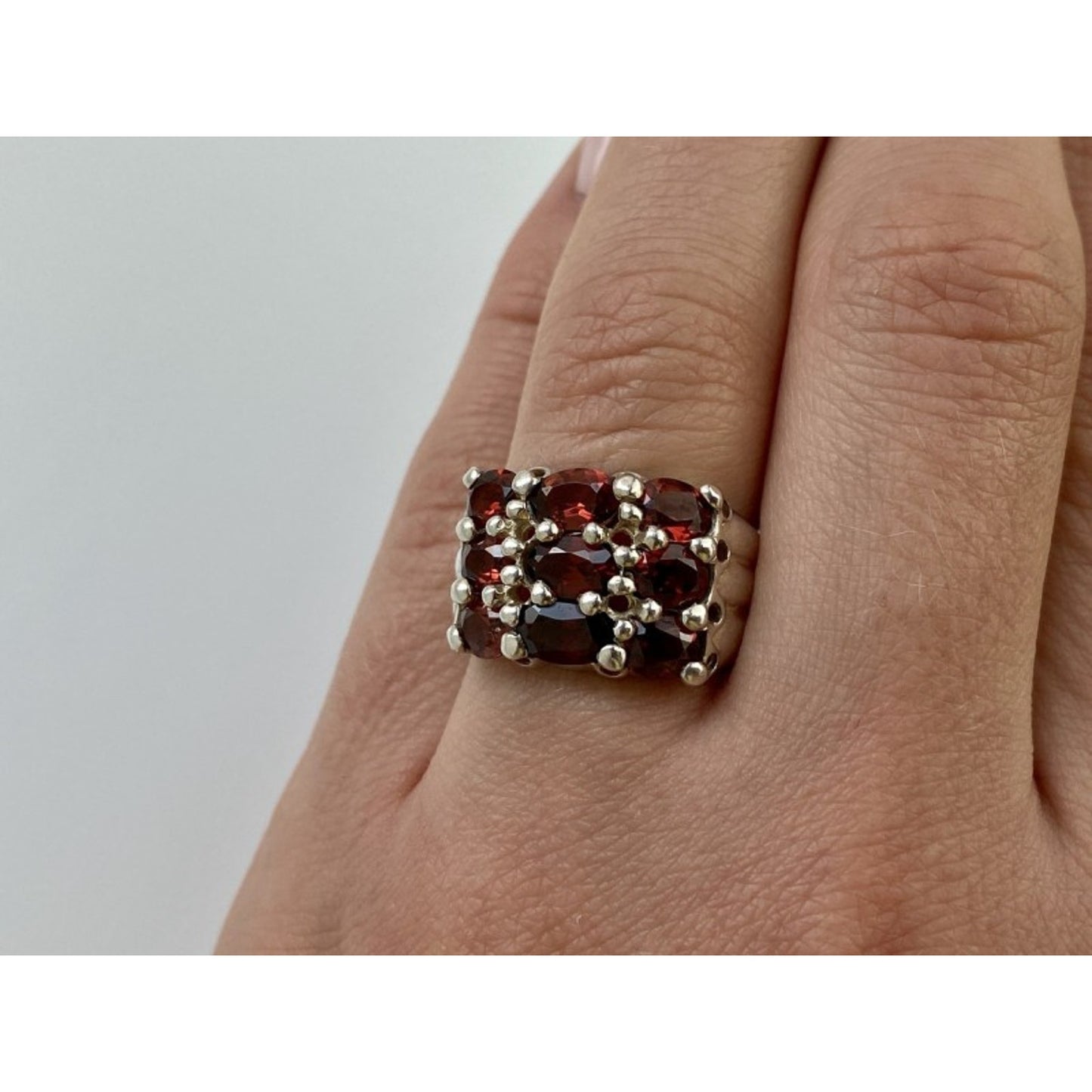 925 STERLING SILVER ALMANDINE RING SIZE 8