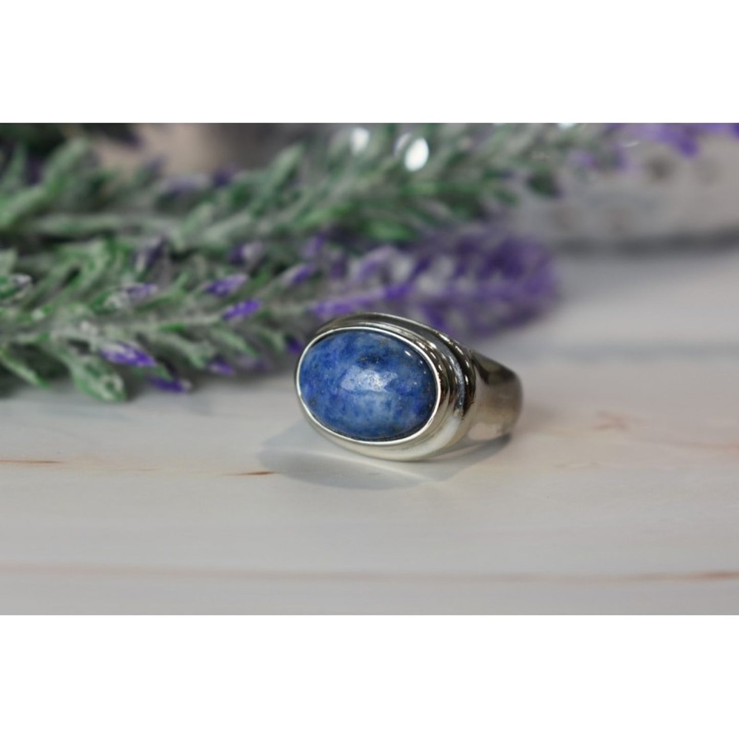 VINTAGE 925 STERLING SILVER SODALITE RING SIZE 6.5