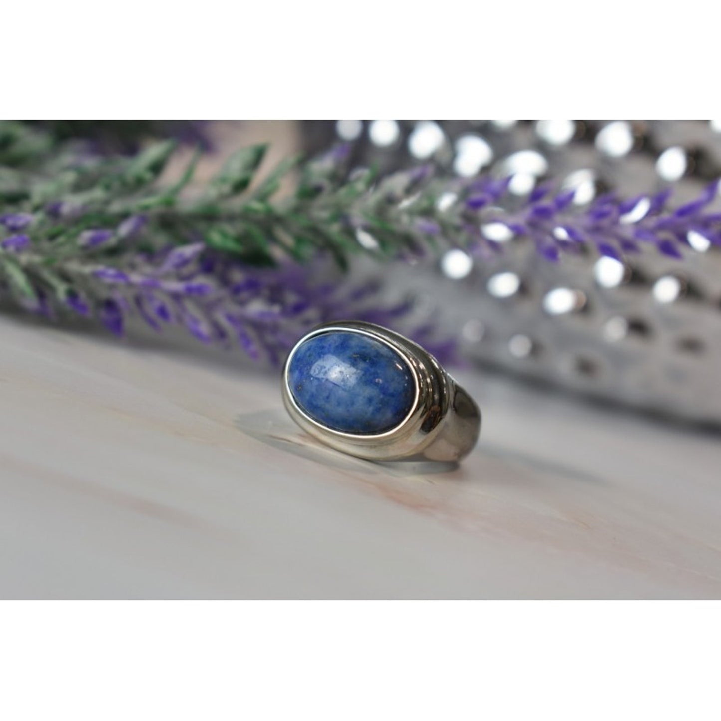 VINTAGE 925 STERLING SILVER SODALITE RING SIZE 6.5