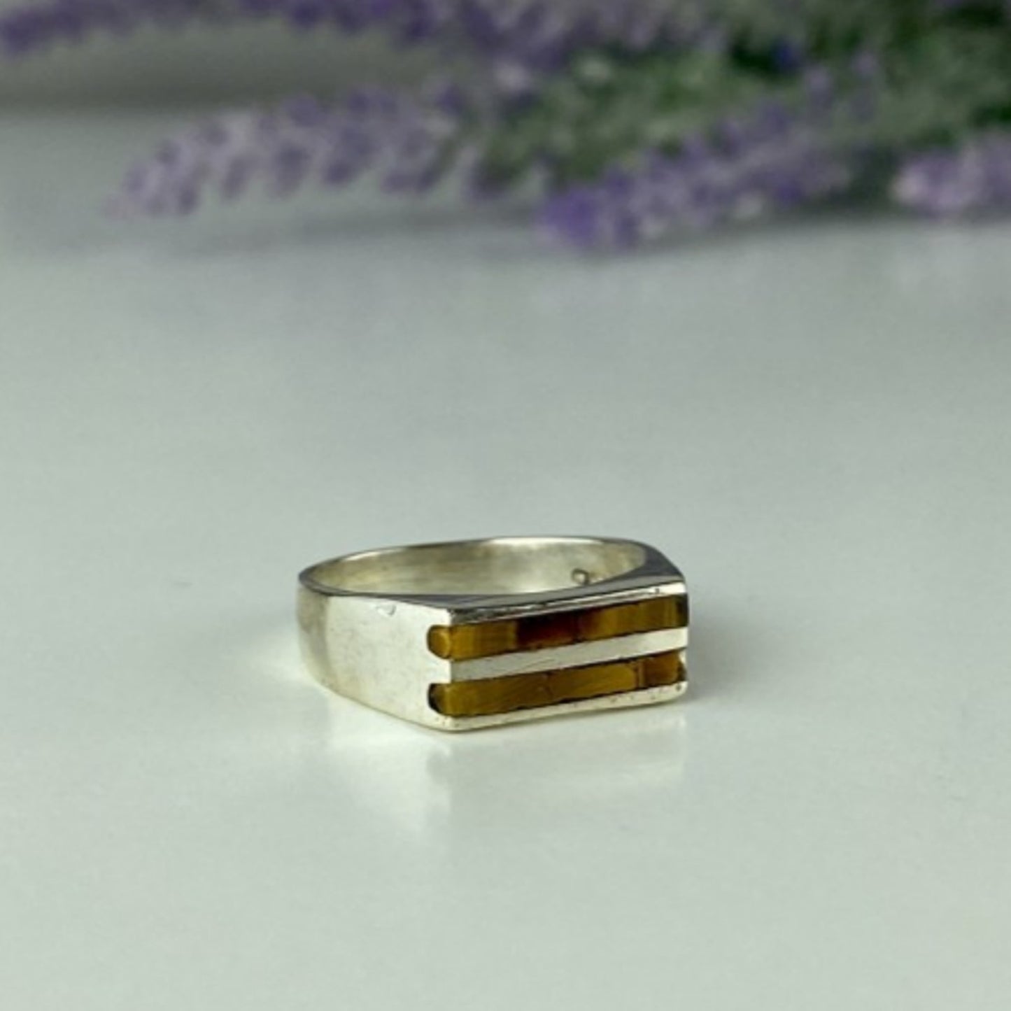 925 STERLING SILVER JASPER SIGNET RING SIZE 6.5